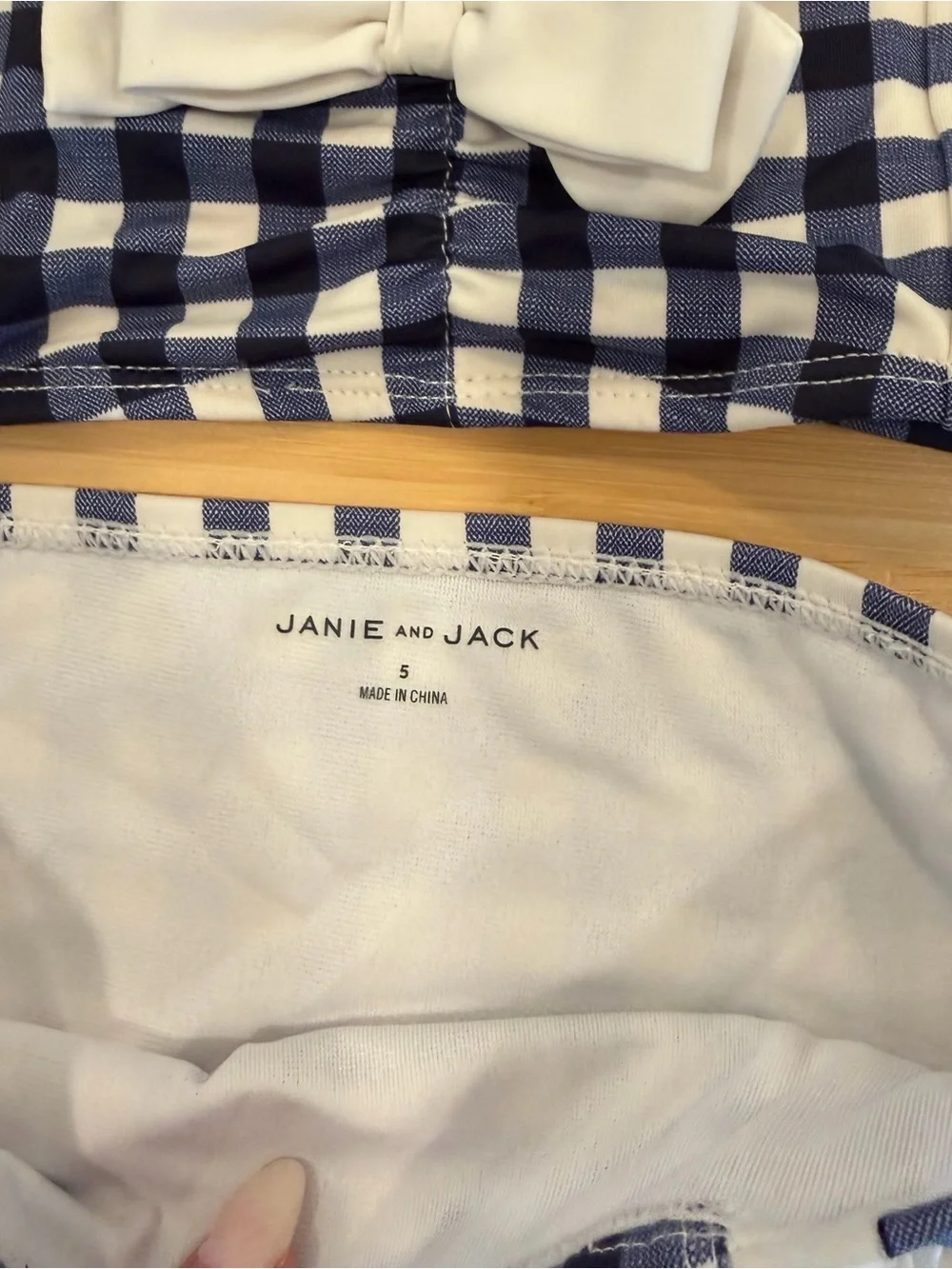 Janie And Jack Kids Girls Blue Gingham White Ruffle Halter 2 Pc Bikini Swim 5 S